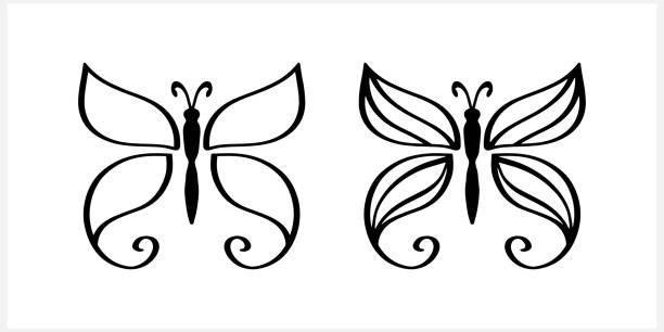White butterfly tattoos cartoon stock photos pictures royalty