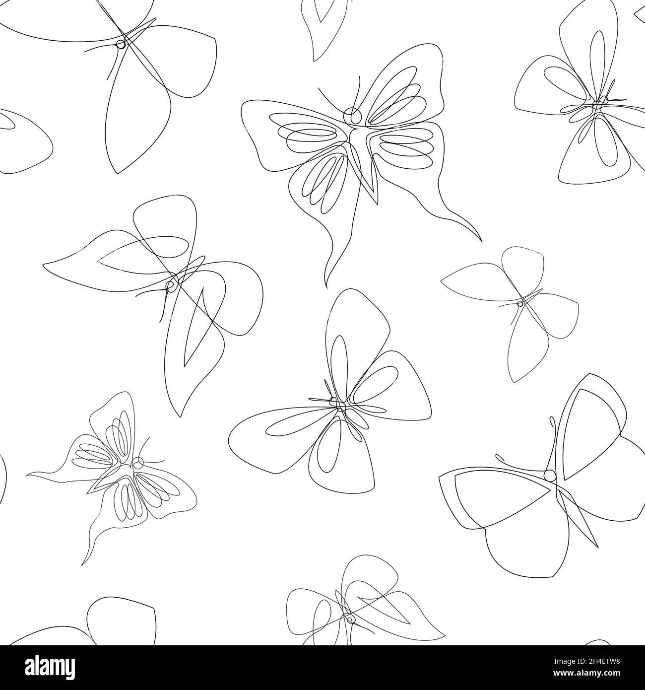 Line illustration butterflies hi