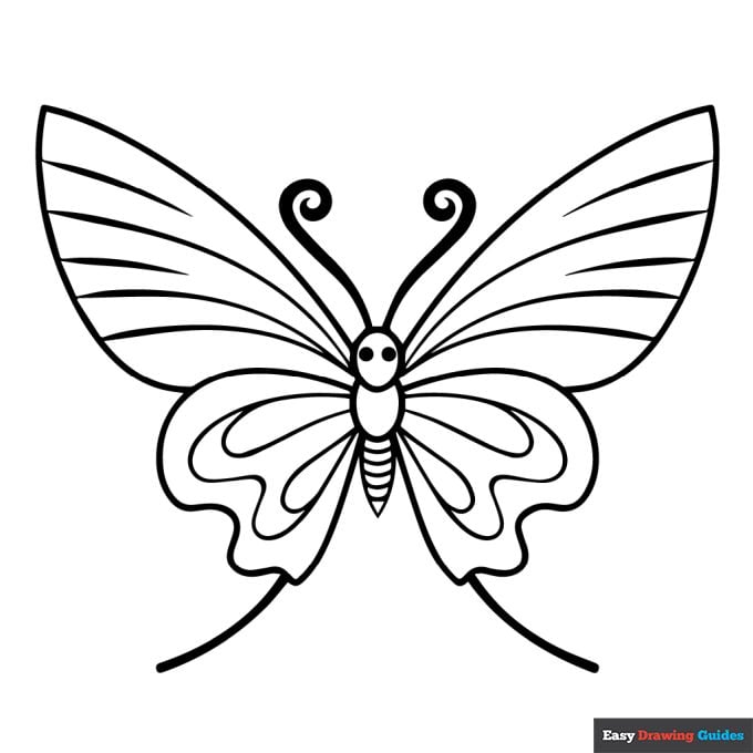 Simple swallowtail butterfly coloring page easy drawing guides