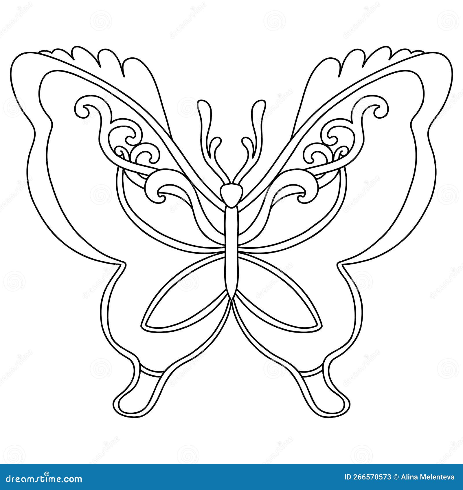 Beautiful magic butterfly coloring template vector illustration stock vector