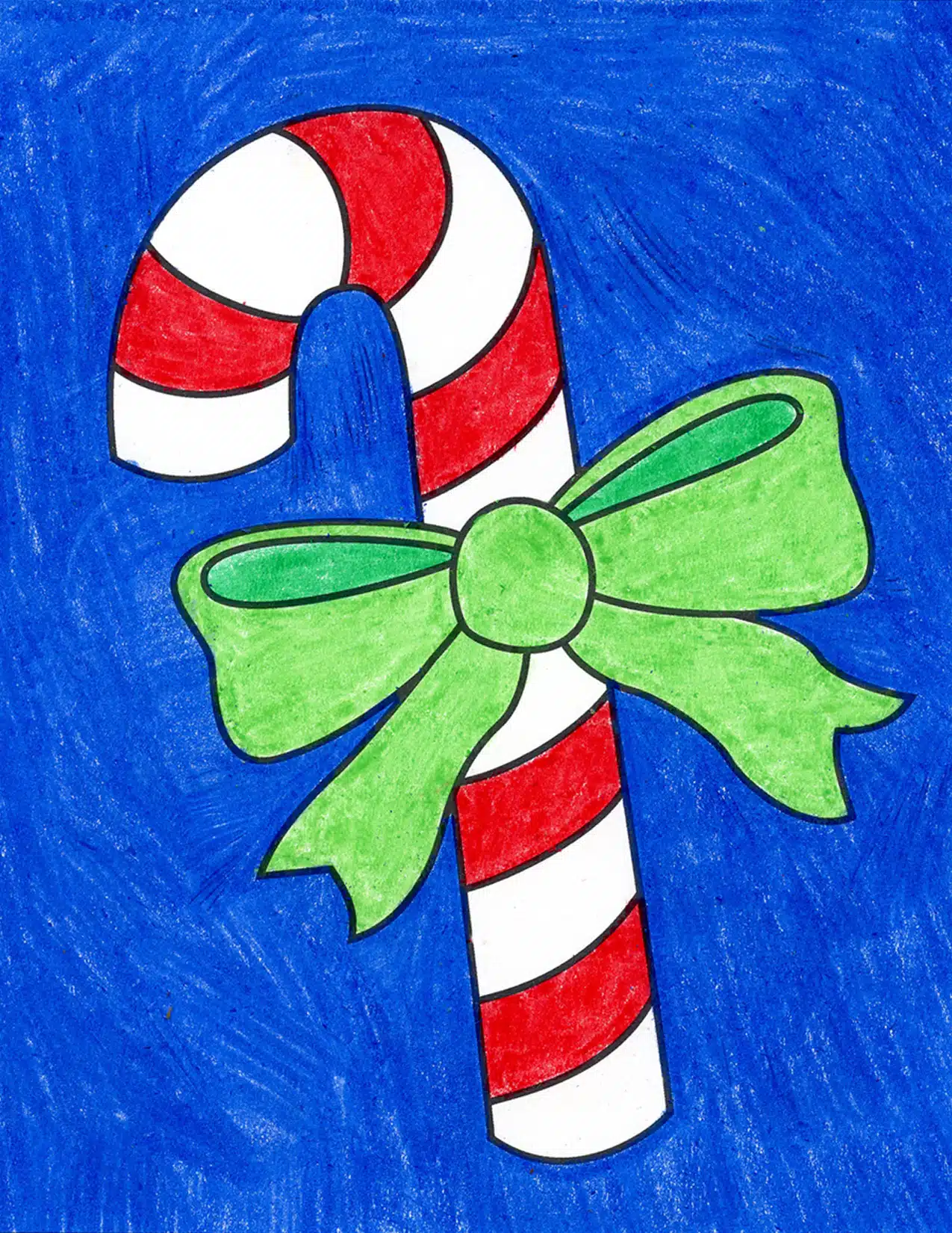 Easy how to draw a candy cane tutorial video and coloring page