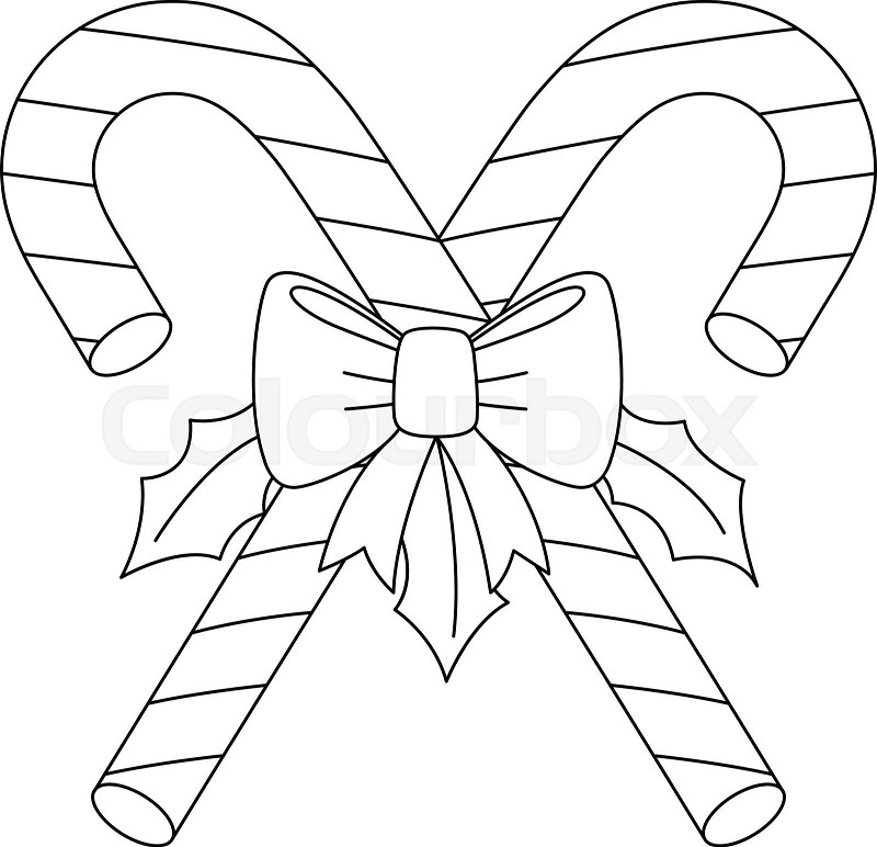 Christmas candy cane isolated coloring page stock vector