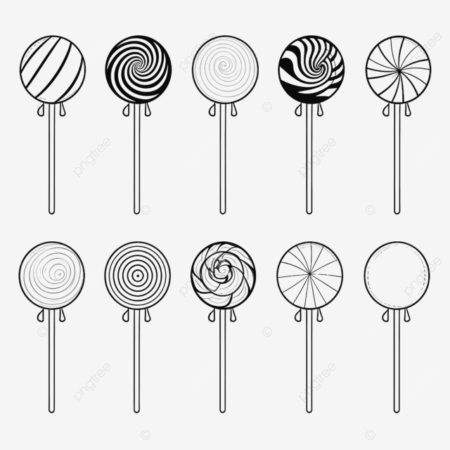 Simple christmas coloring book page lollipop cane illustration set of color blackwhite contours christmas coloring color book candy cane png transparent image and clipart for free download