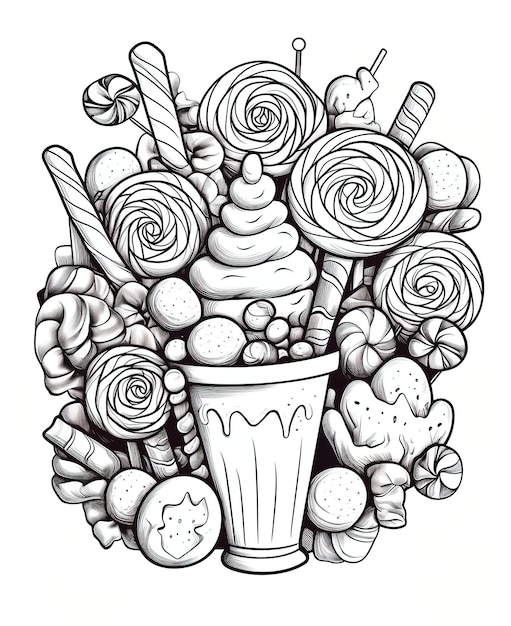 Premium vector coloring book page simple doodle halloween candy fun
