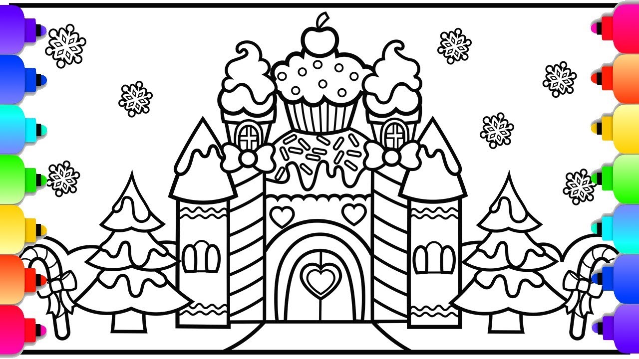 How to draw a castle candy land castle coloring page christmas coloring page for kids ððð