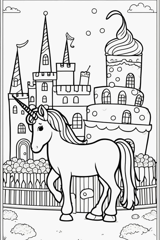 Coloring page of a candy landscape