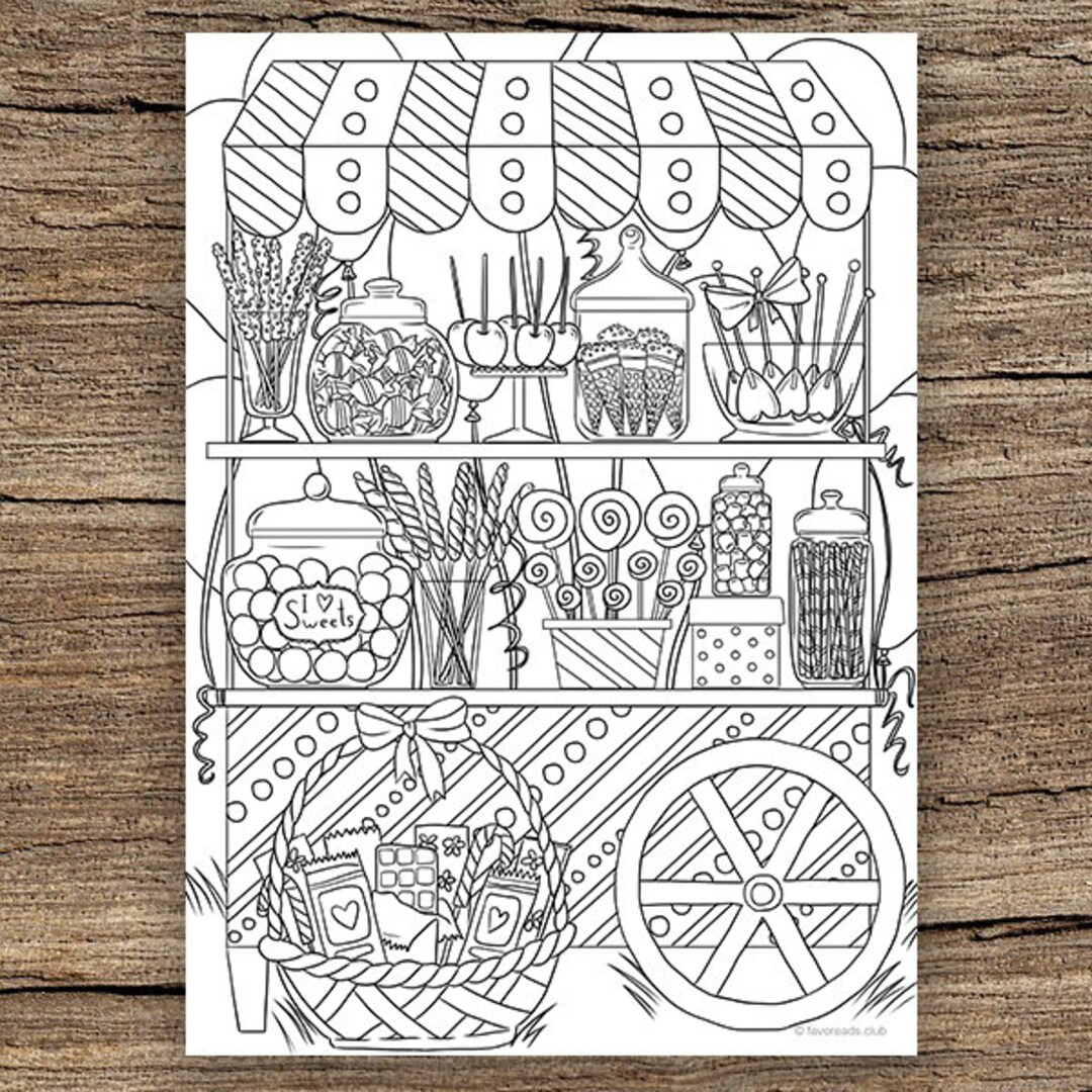 Candy shop printable adult coloring page from favoreads coloring book pages for adults and kids coloring sheets coloring designs