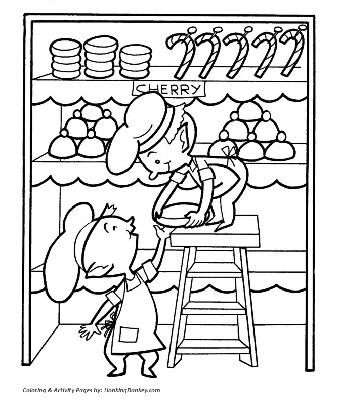 Santas elves coloring pages