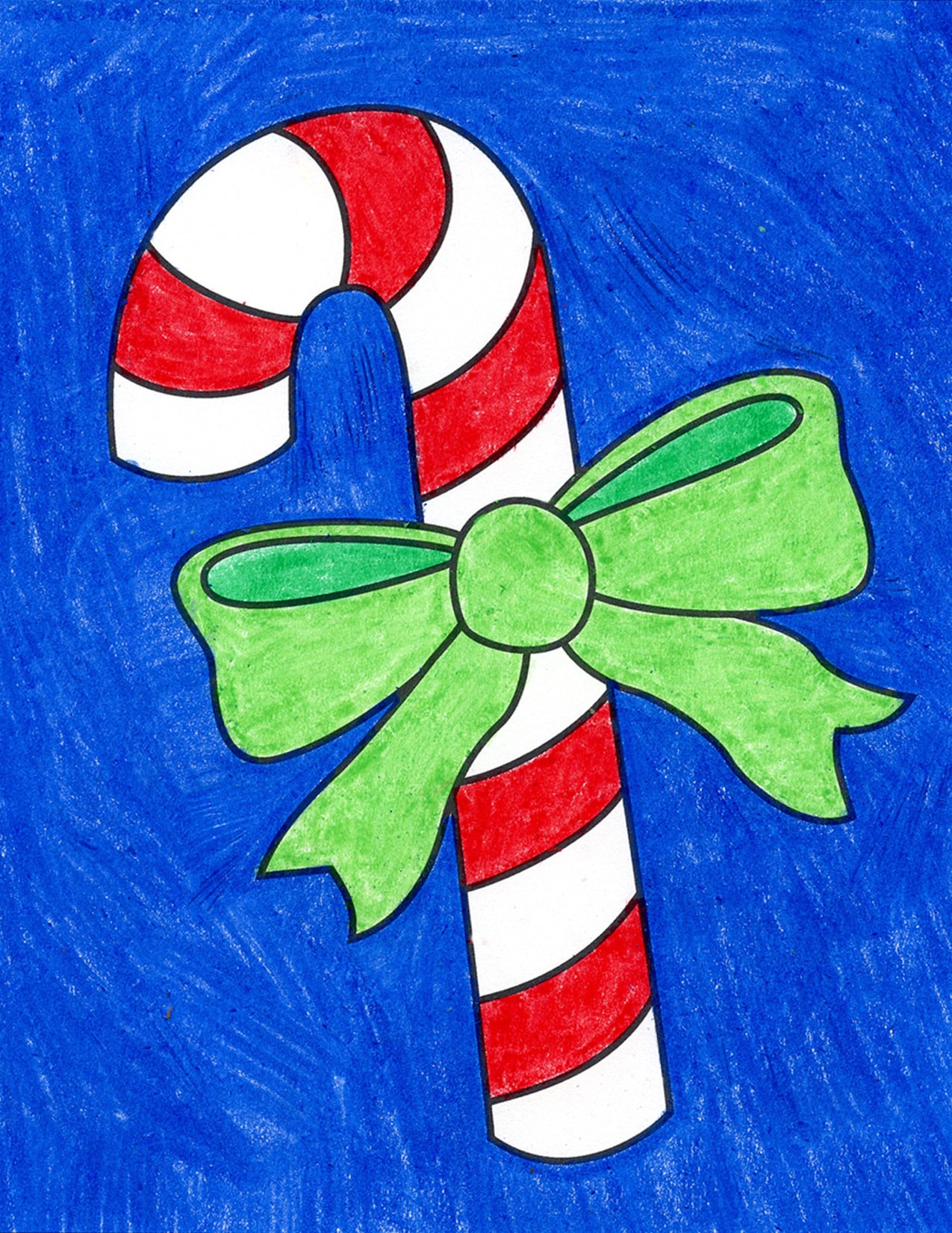 Easy how to draw a candy cane tutorial video and coloring page
