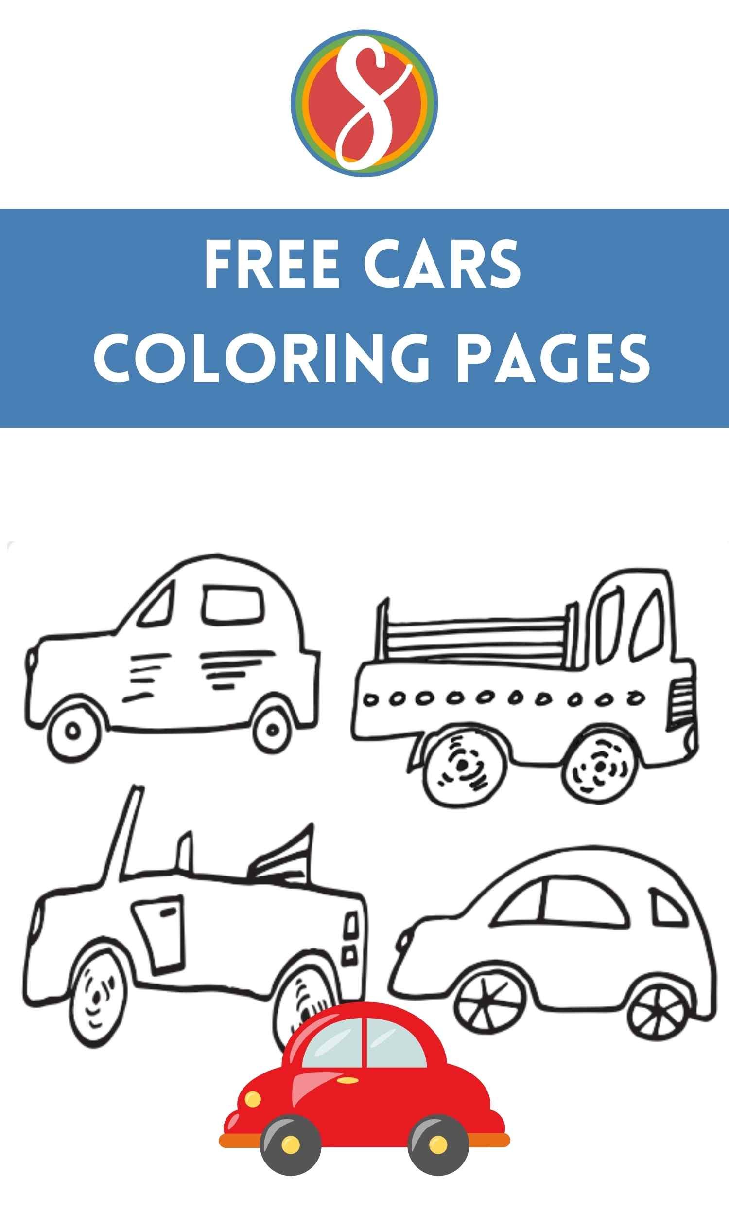 Free simple car coloring pages â stevie doodles