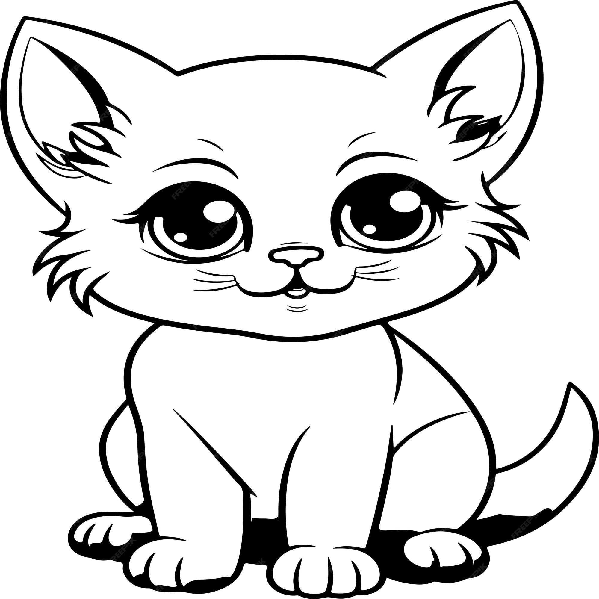 Premium vector simple cat coloring page for kids