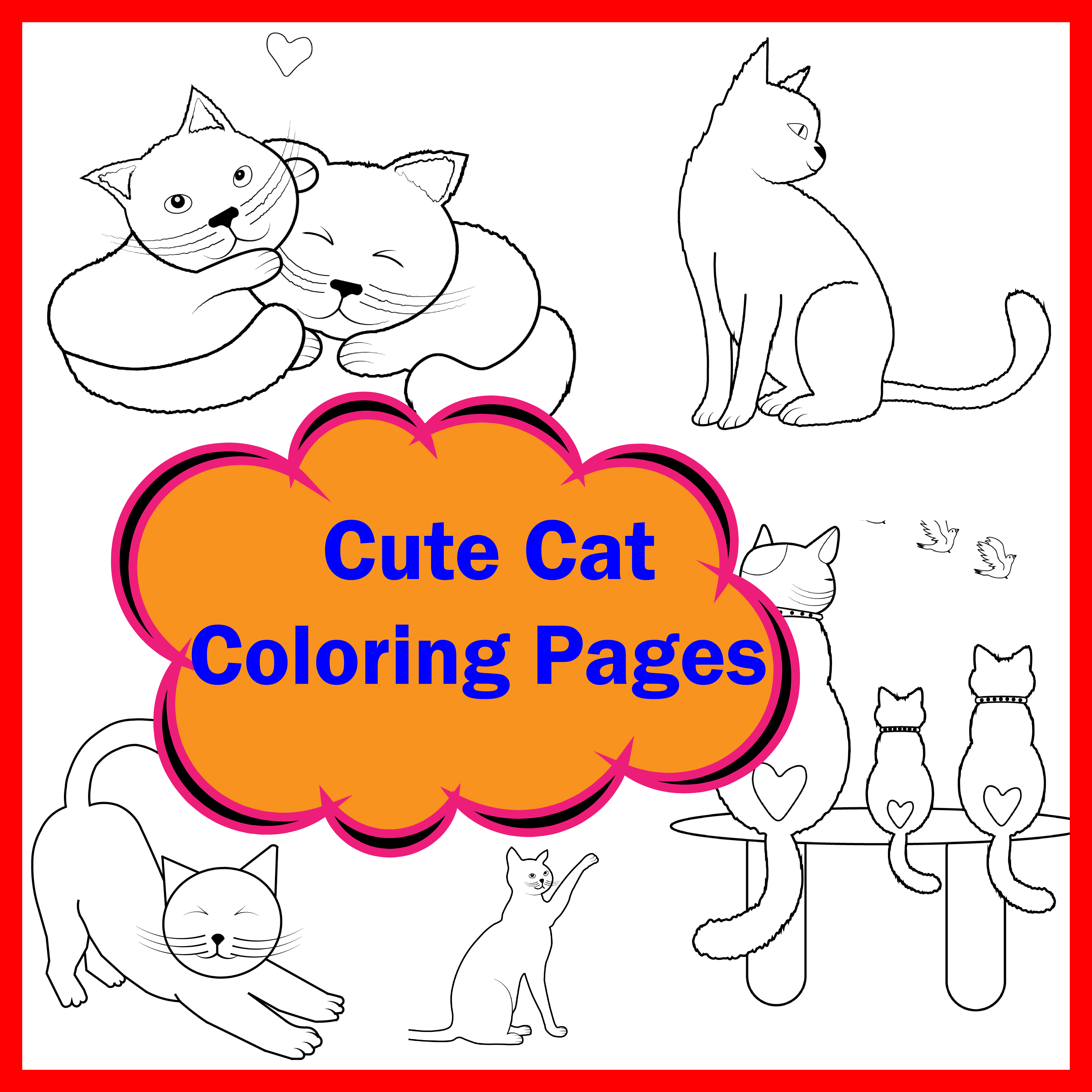 Simple cute cat coloring pages for kids perfect birthday party gifts made by teachers