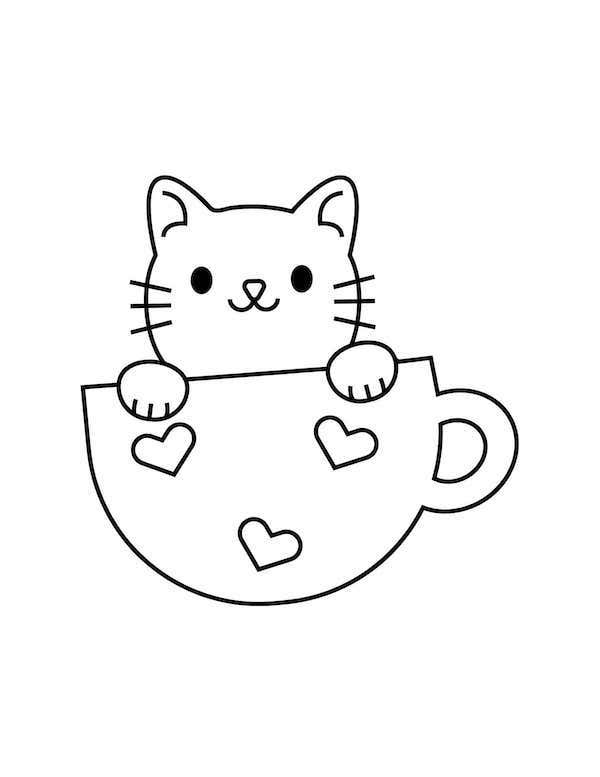 Cute cat coloring pages for kids and adults