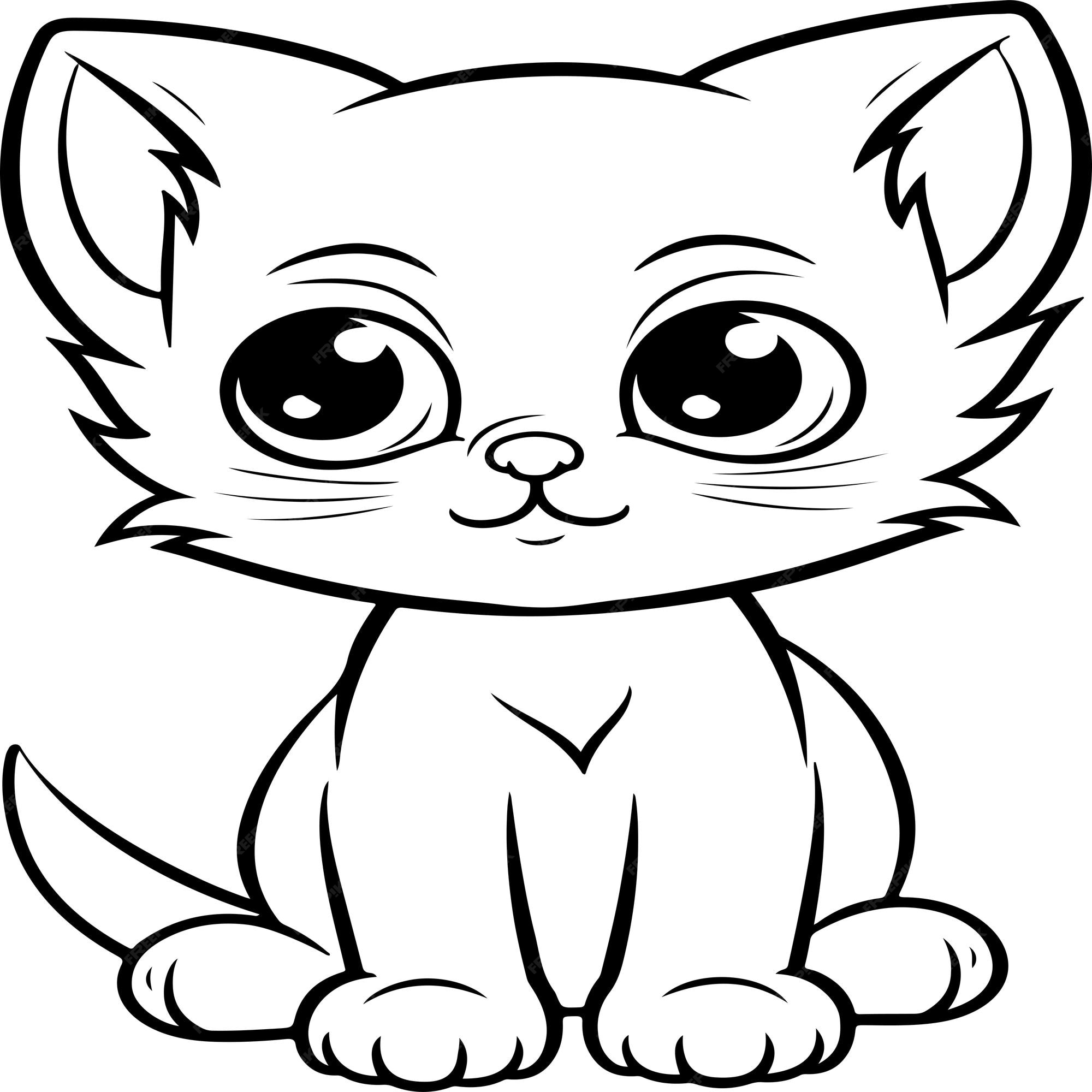 Premium vector simple cat coloring page for kids