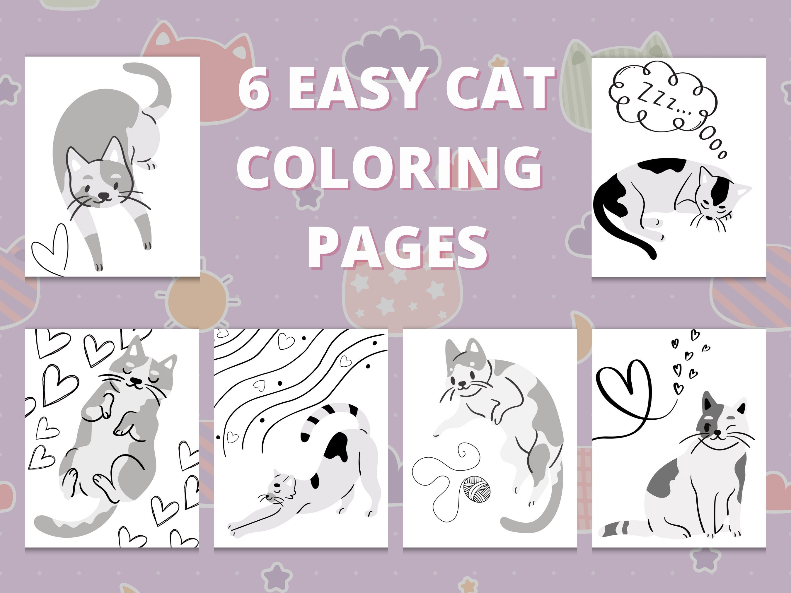 Easy cat coloring pages