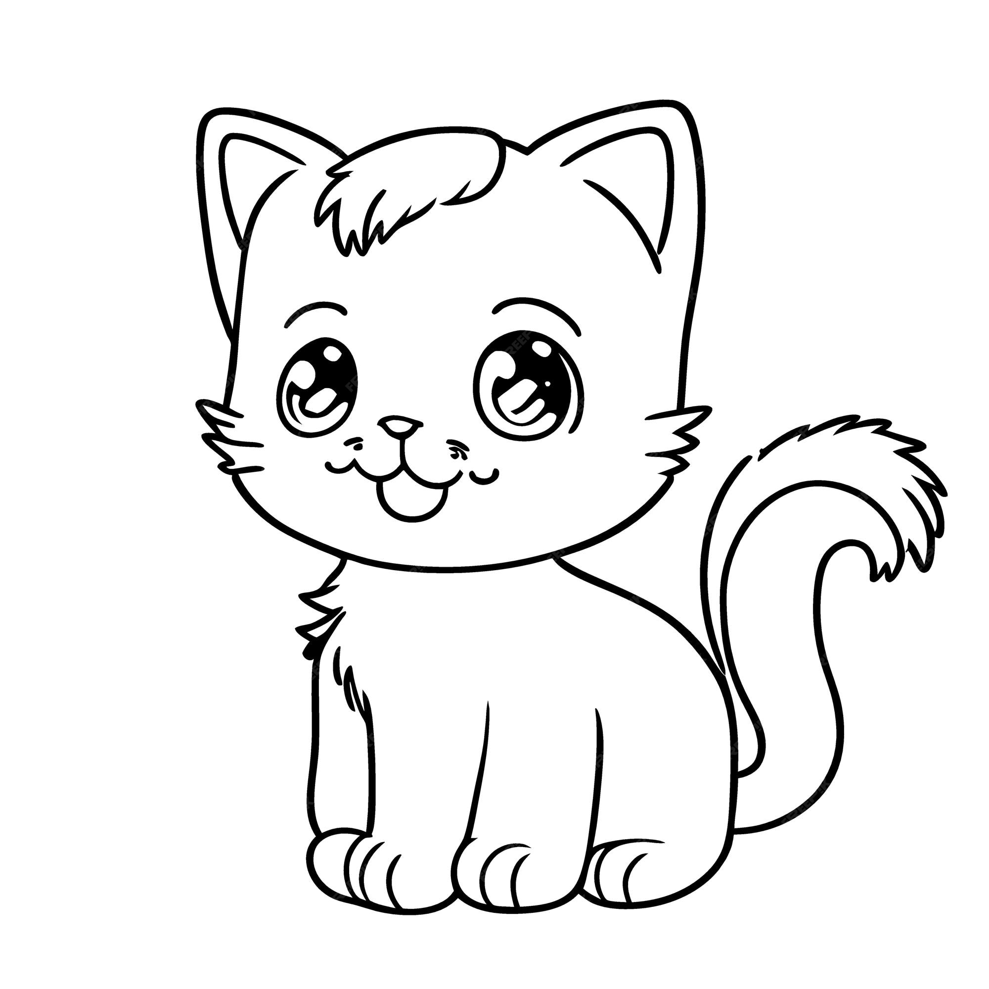 Premium vector cute baby cat coloring book for kids simple line coloring book page simple bold o vect