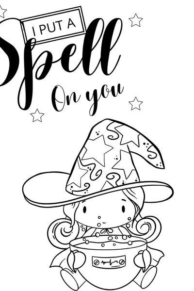 Cute witch coloring pages for halloween