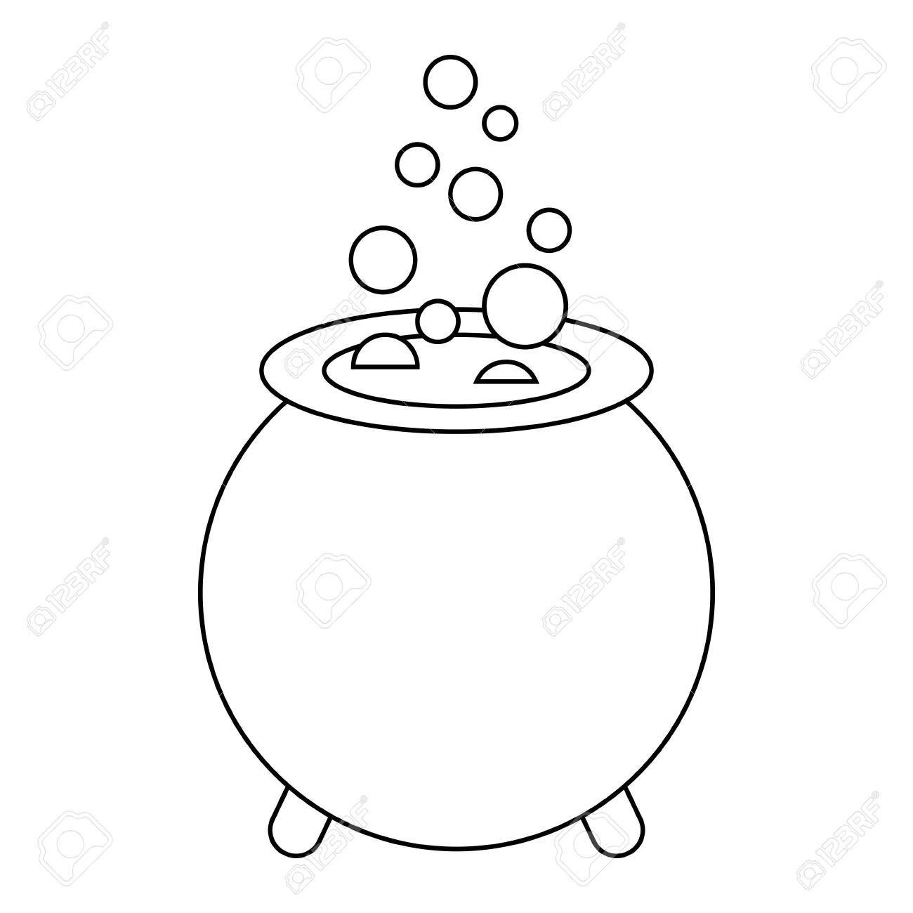 Simple illustration of witches cauldron with boiling magic potion decorative element for halloween royalty free svg cliparts vectors and stock illustration image