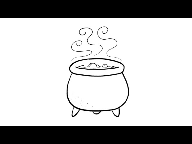 How to draw a siple witchs cauldron step