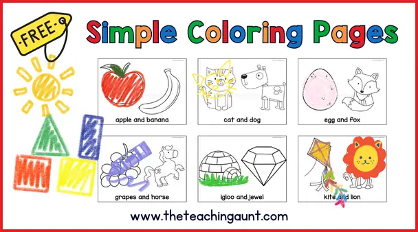 Simple coloring pages for kids