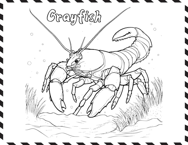 Premium vector crayfish coloring pages drawing for kids