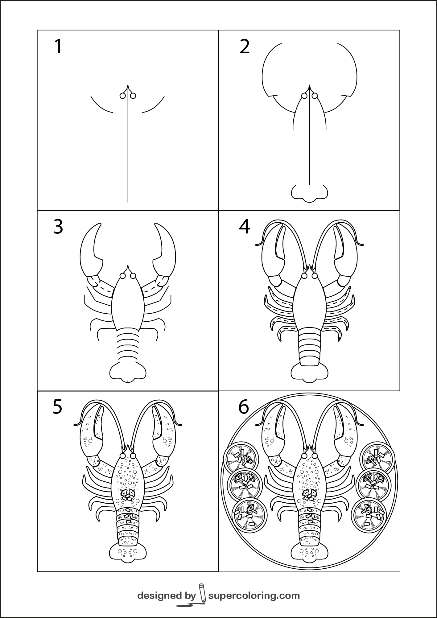 How to draw a crayfish easy free printable puzzle games