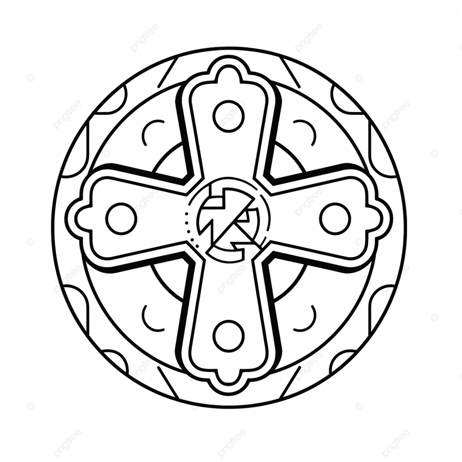 Coloring page featuring a black and white cross basic simple cute cartoon cross outline isolated on white background children s coloring page png transparent image and clipart for free download