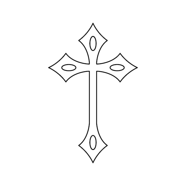 Premium vector coloring page with christian cross for kids