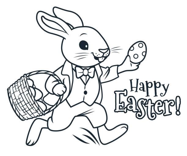 Cute easter coloring pages stock illustrations royalty