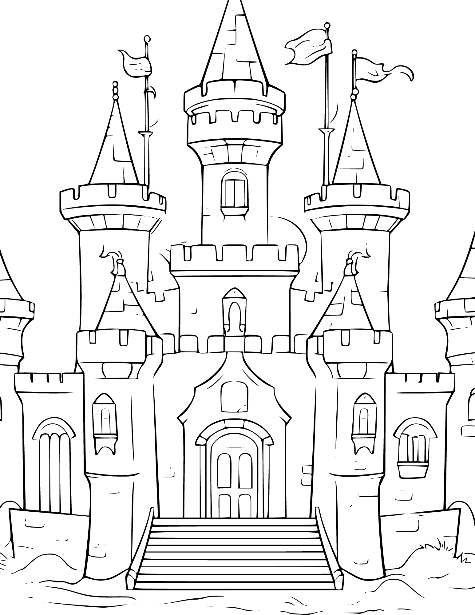 Free castle coloring pages for kids and adults