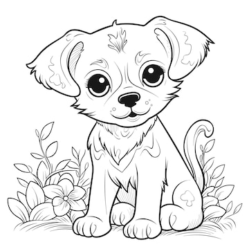 Premium vector clean and simple dog coloring page diagrammatic drawing