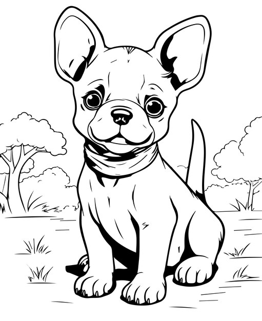 Premium vector little cute basic easy dog coloring page