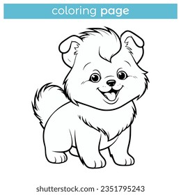 Simple pomeranian puppy dog animal coloring stock vector royalty free