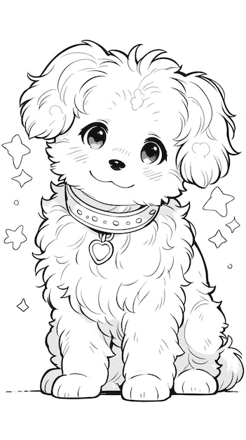 Premium vector cute dog for kids coloring page line art clean and simple