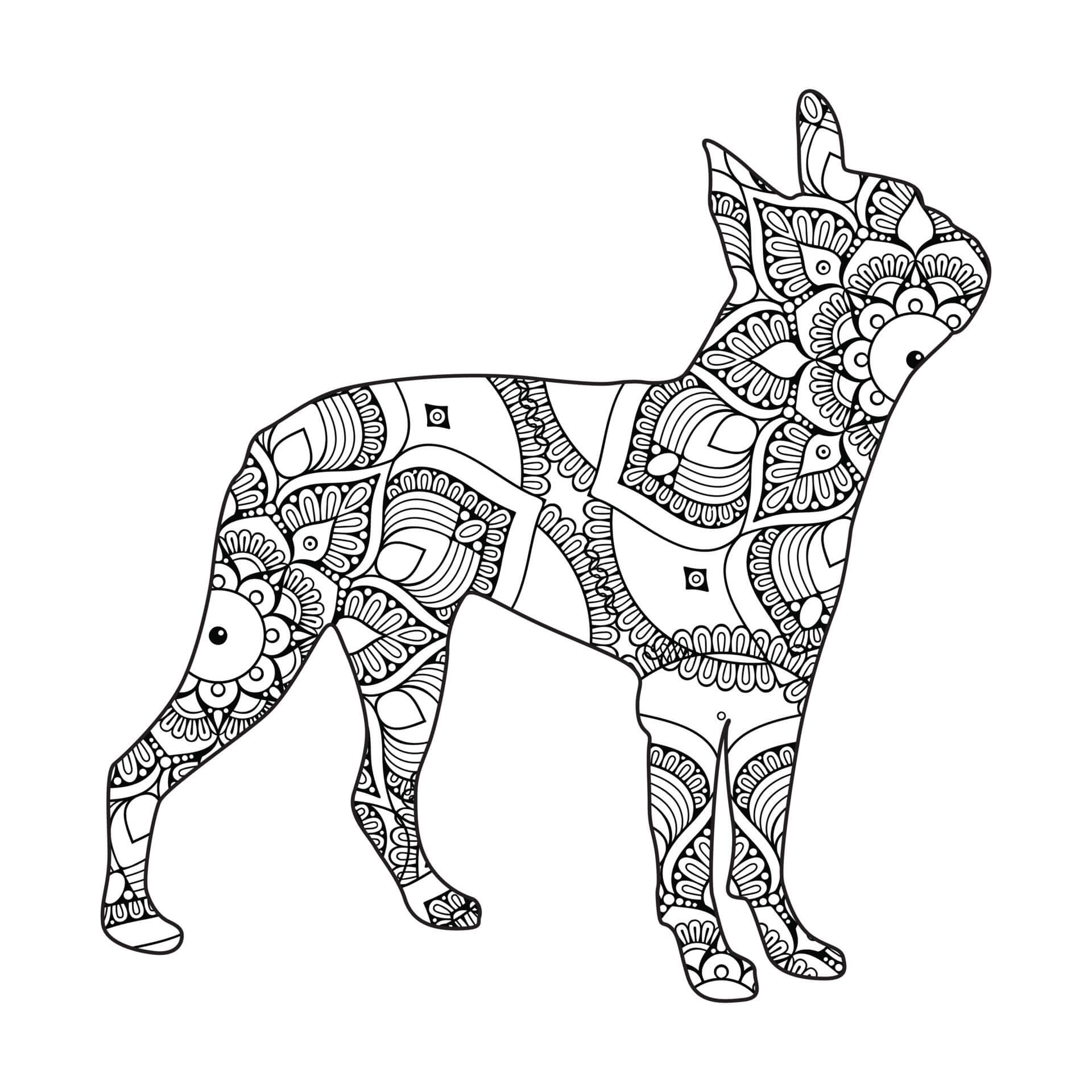 Simple dog mandala coloring page