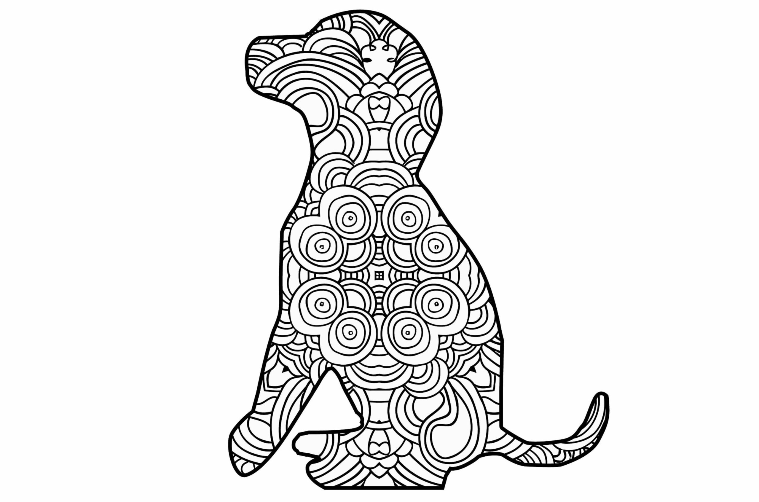 Simple dog sitting mandala coloring page