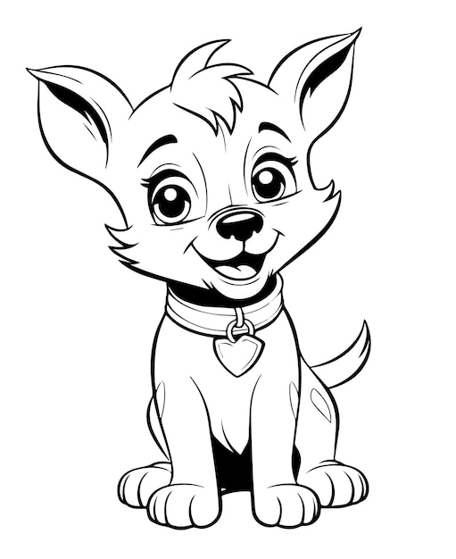 Premium vector little cute basic easy dog coloring page