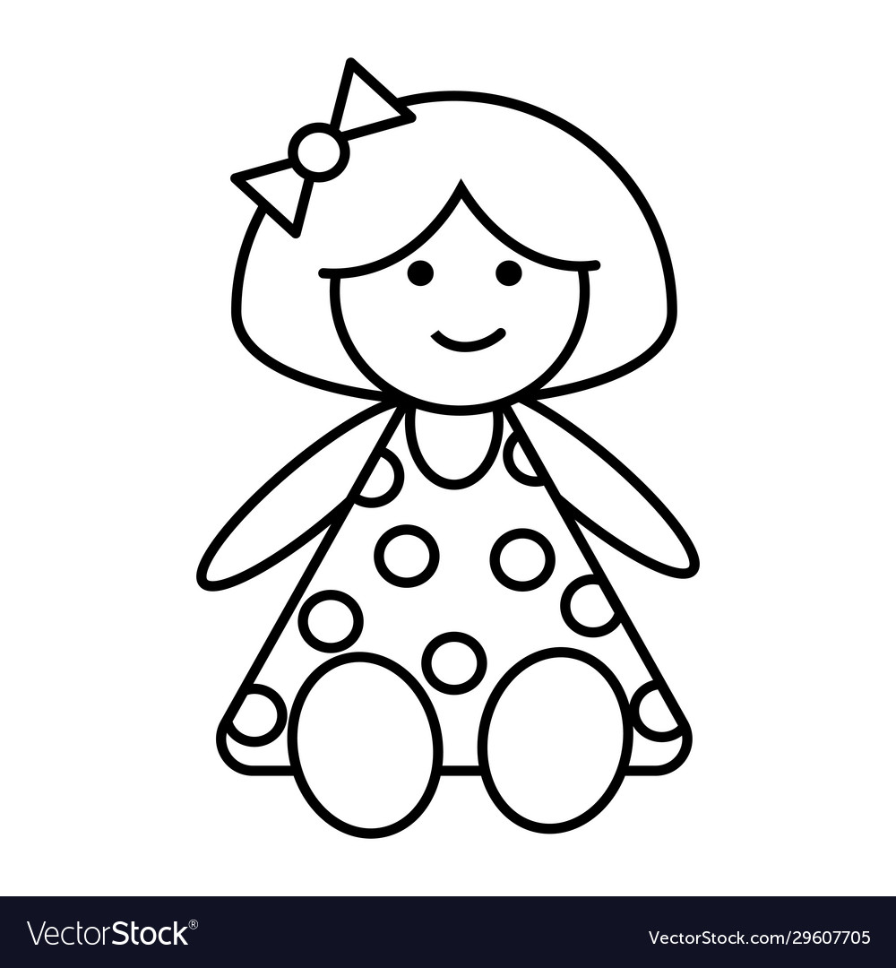 Coloring page outline doll toy royalty free vector image