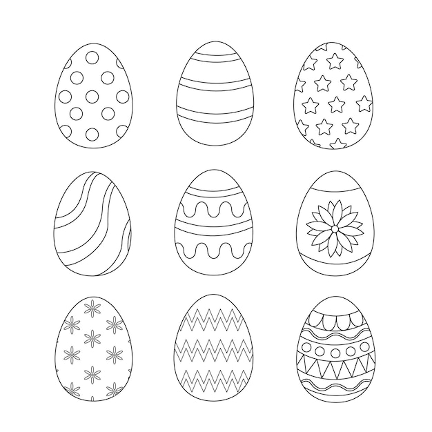 Premium vector easter eggs coloring book page simple doodle vector illustration