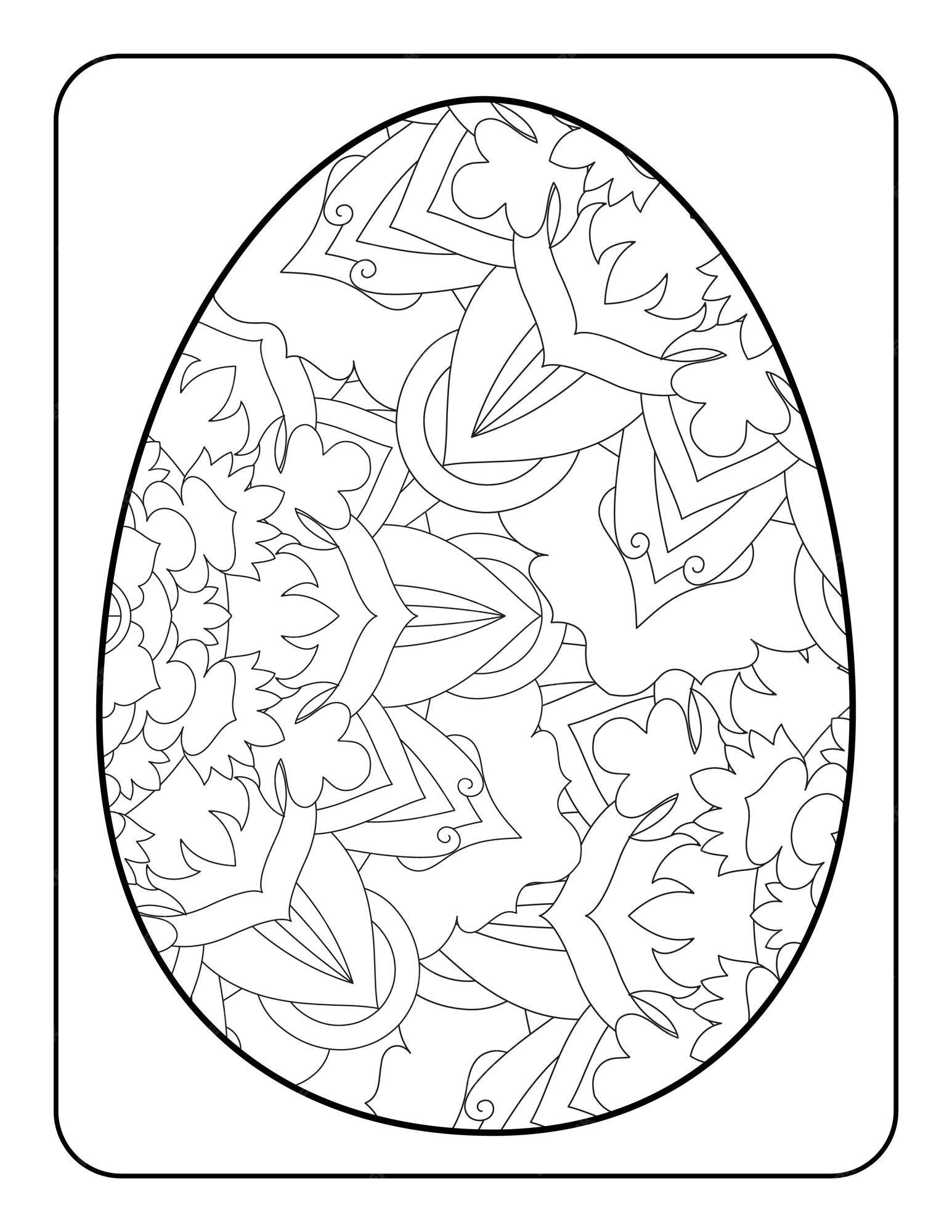 Premium vector easter egg coloring page easter bunny coloring page easter coloring page for adults and kids