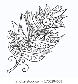 Simple feather drawing doodle style stock illustration