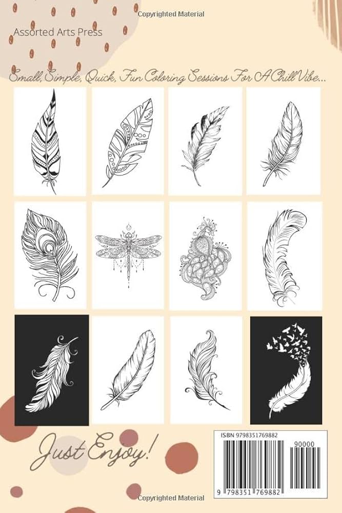 Color me feathers a simplistic coloring book with a boho feel travel sized for easy fun quick coloring sessions great for van life tiny living too press assorted arts levy orite