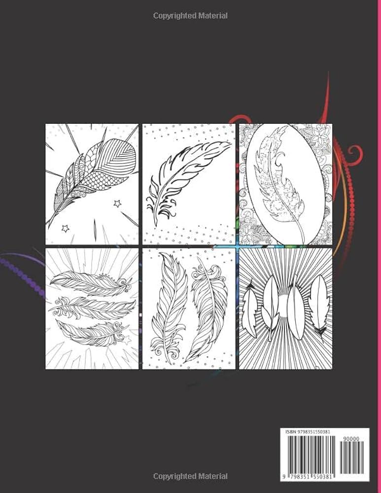 Feather coloring book easy and fun activity featuring gorgeous and unique stress relief relaxation feather coloring pages beautiful feather coloring book for adults and kids ramsey rusty books