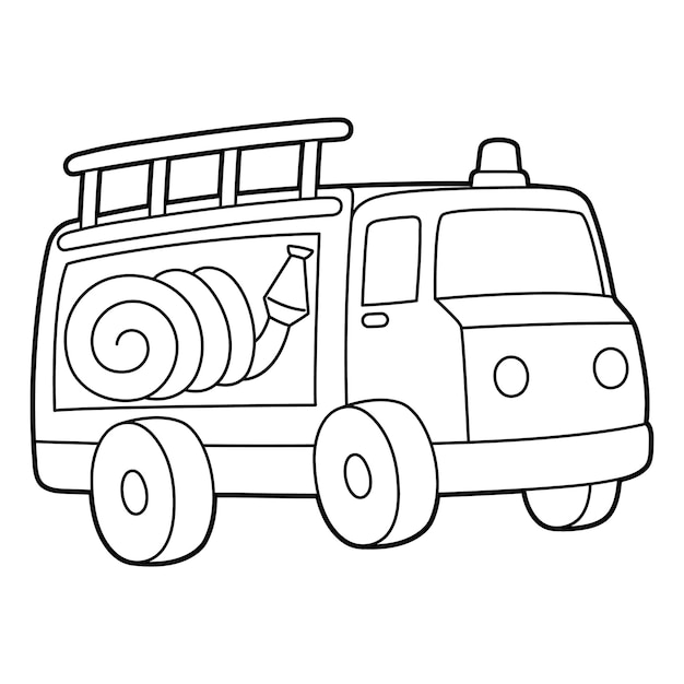 Premium vector a cute and funny coloring page of a fire truck vehicle provides hours of coloring fun for children to color this page is very easy suitable for little kids