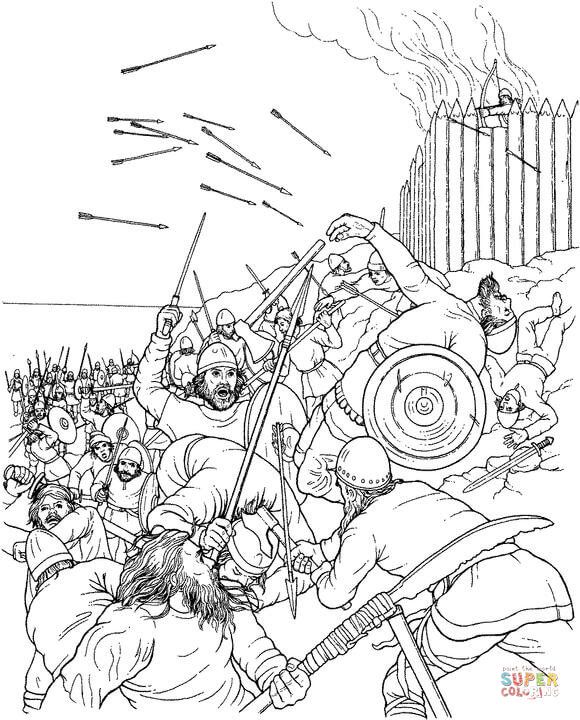 Fight in a burning village coloring pages coloring book pages free coloring pages