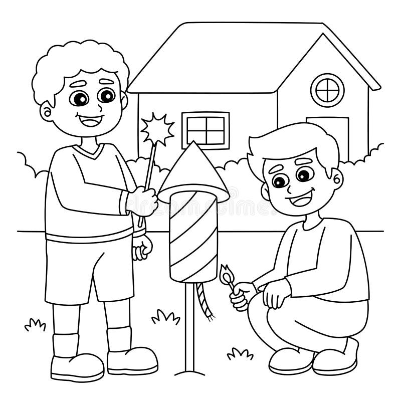 Fireworks coloring page stock illustrations â fireworks coloring page stock illustrations vectors clipart
