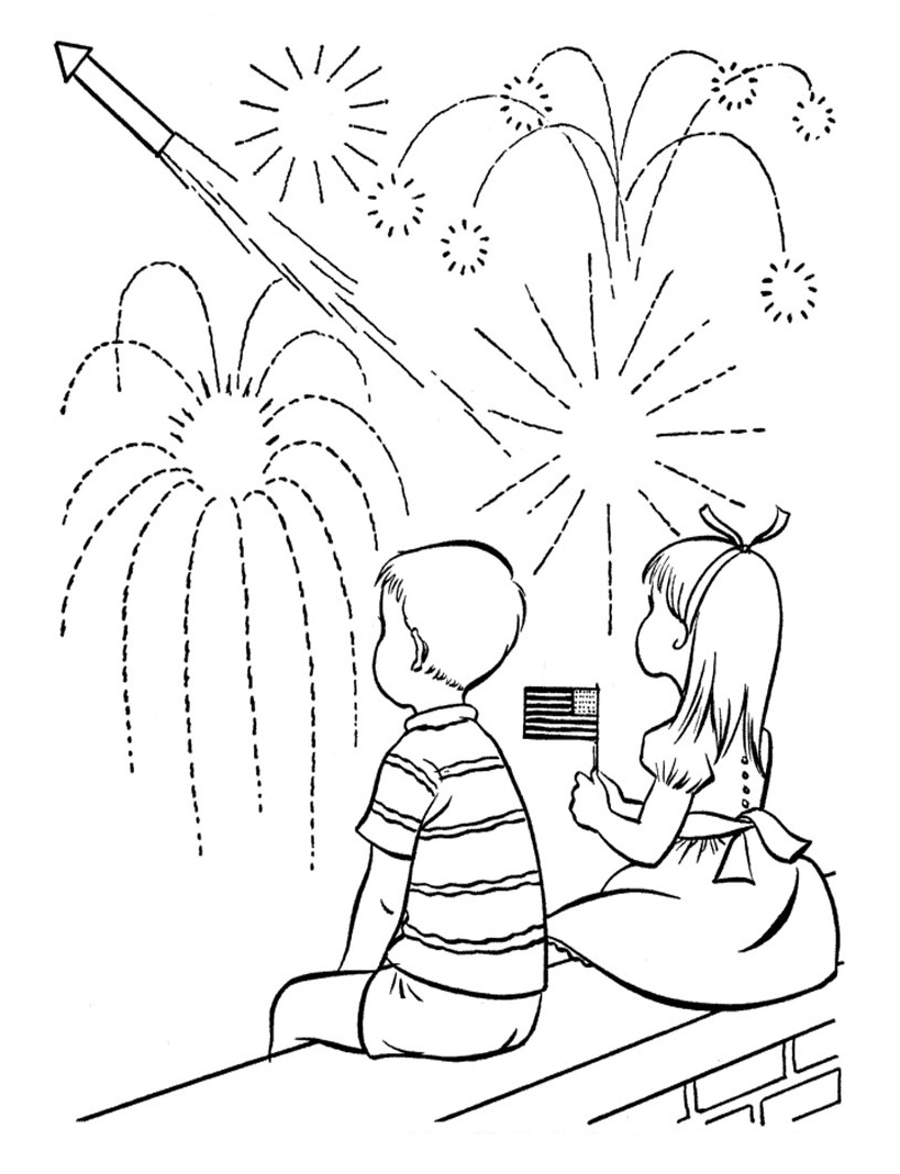Free printable fireworks coloring pages for kids