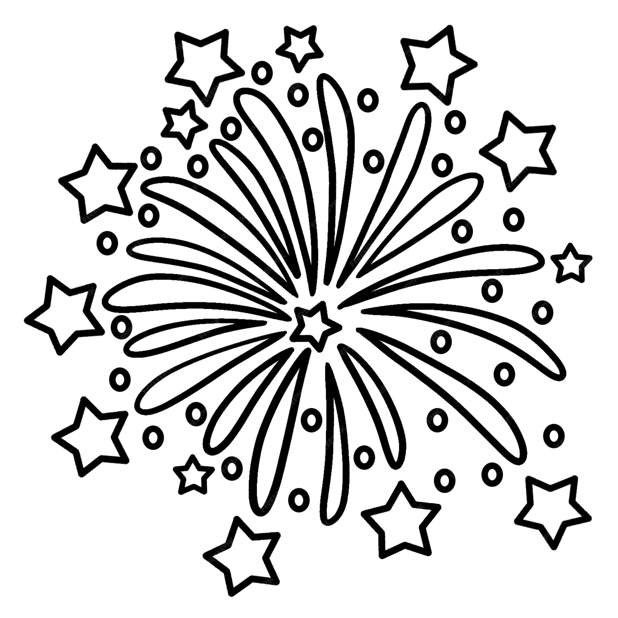 Premium vector new year fireworks isolated coloring page for kids