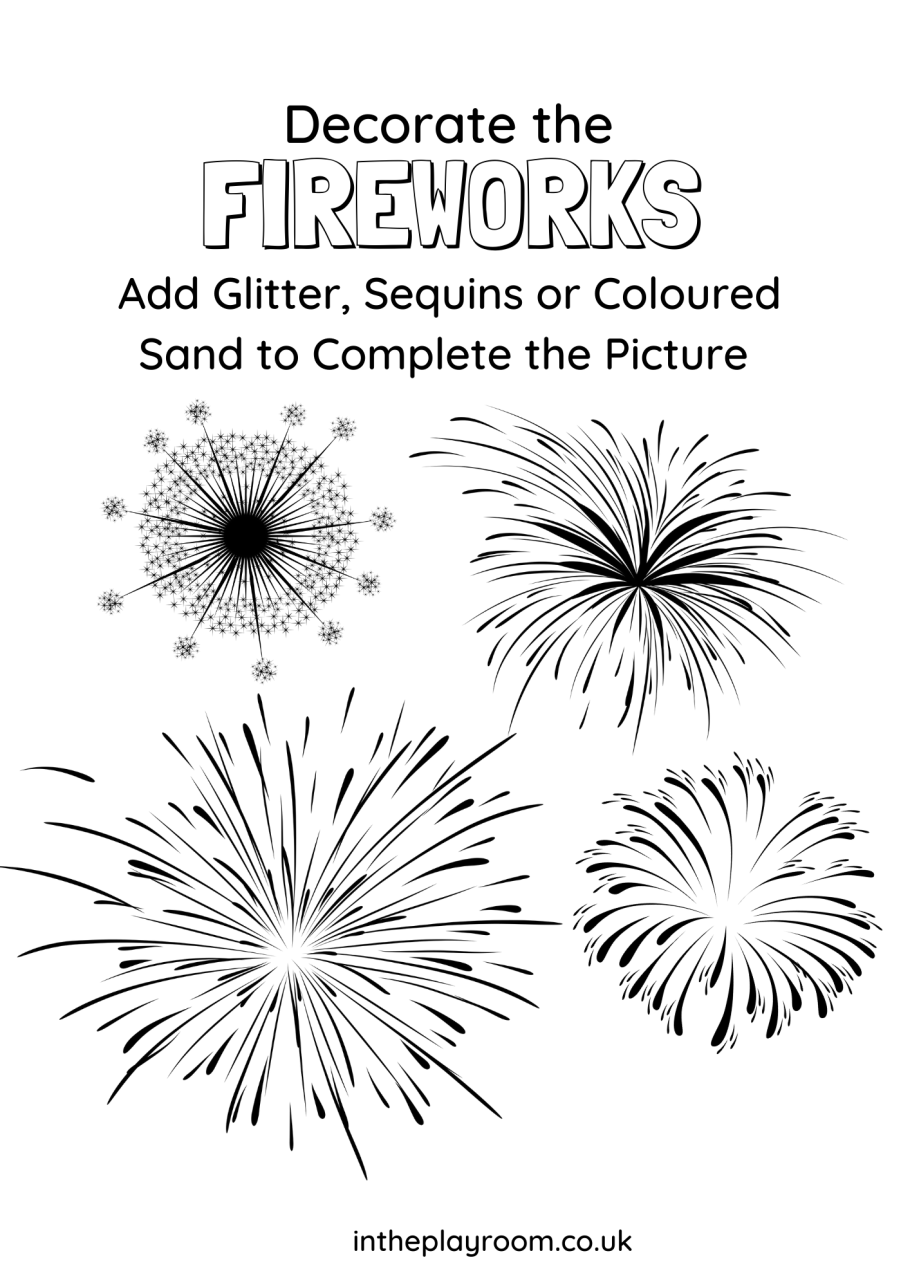 Free printable fireworks louring pages for kids