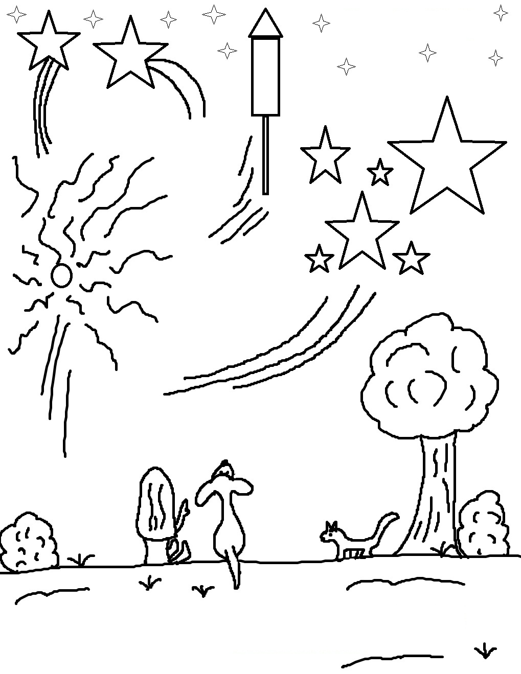 Free printable fireworks coloring pages for kids